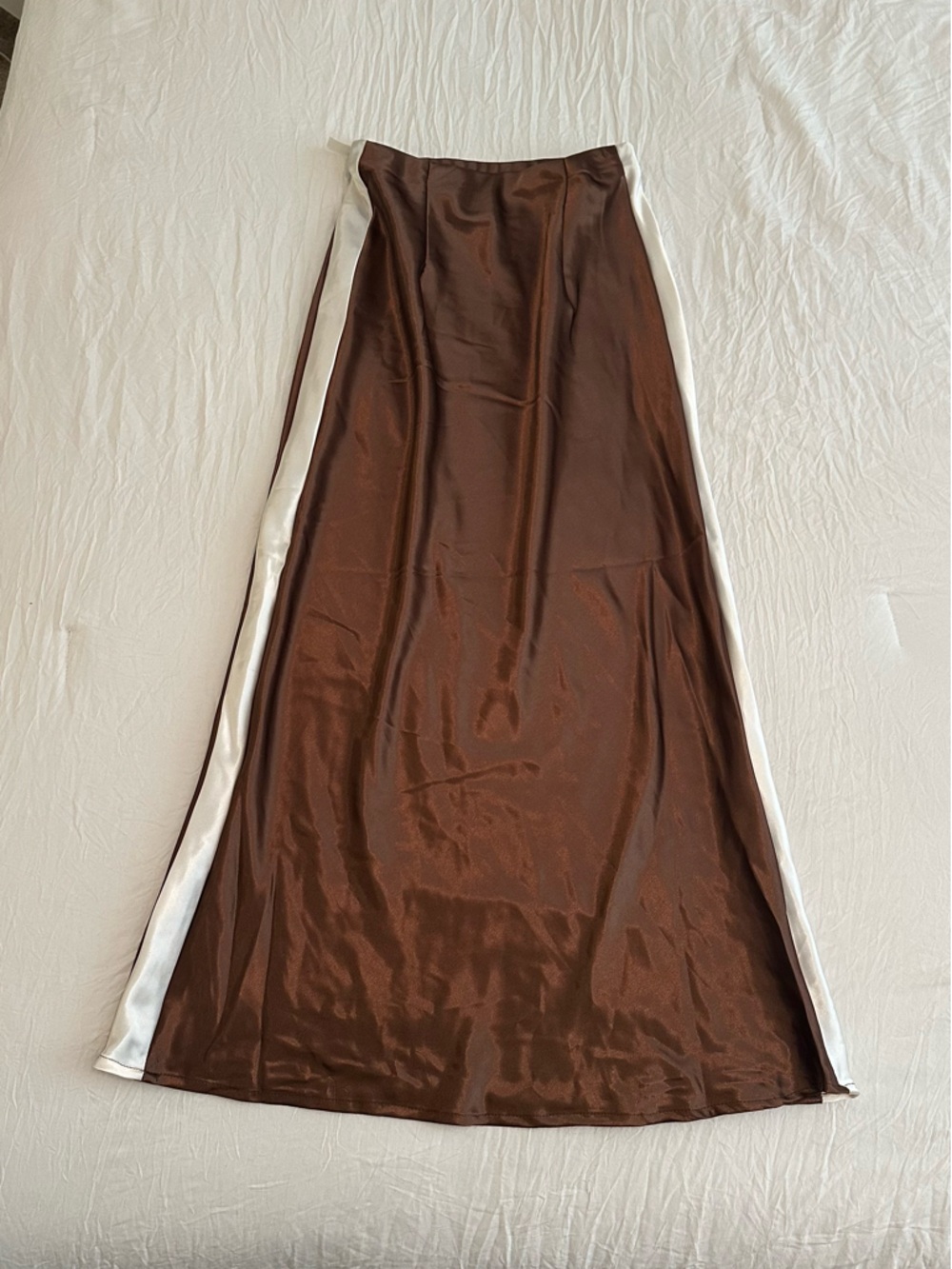 Good Luck Gem Brown Satin Midi Skirt